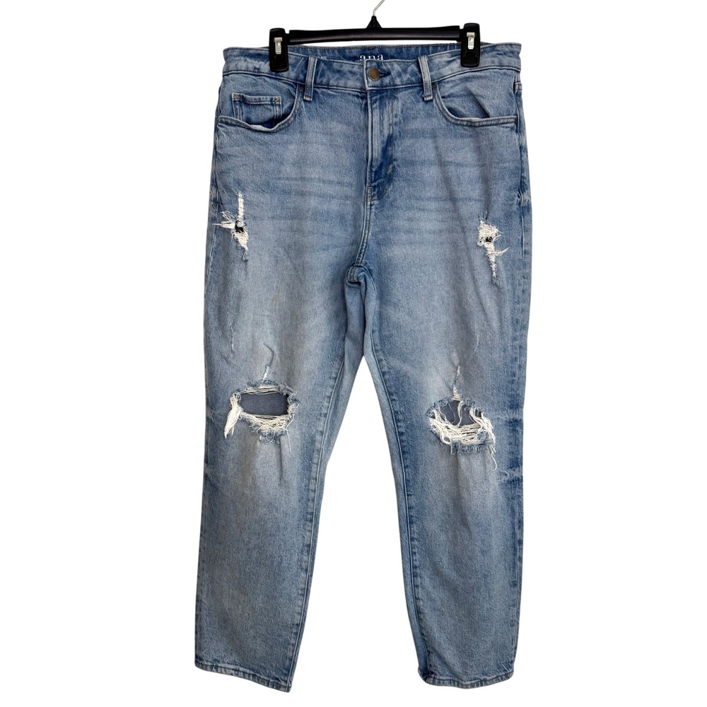 Mid Rise Distressed Boyfriend Jeans 14 Light Wash by a.n.a. Grunge Boho
